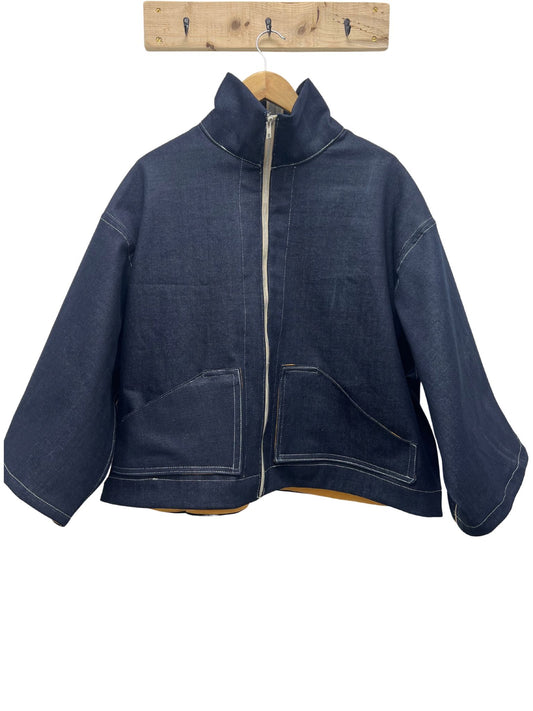 Fereday Selvedge Denim Smock Jacket – Navy / Yellow