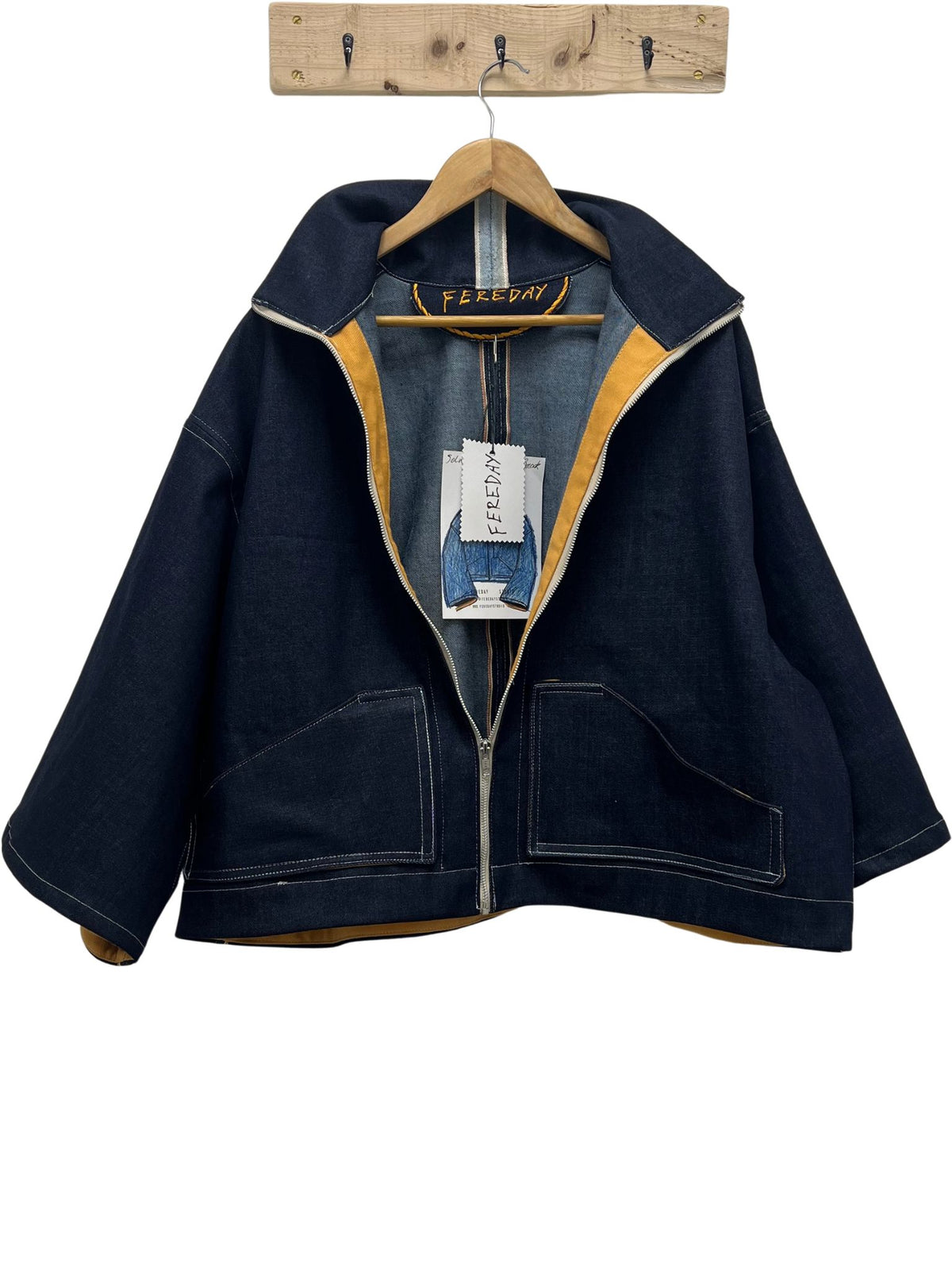 Fereday Selvedge Denim Smock Jacket – Navy / Yellow