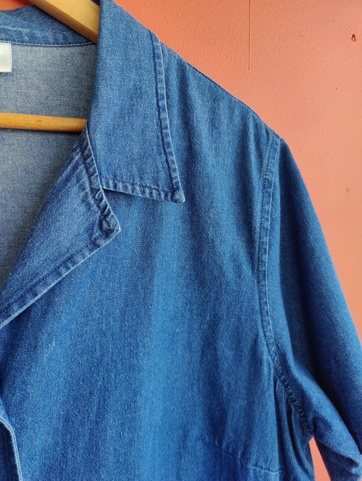 Vintage Flat Collar Denim Shirt XL
