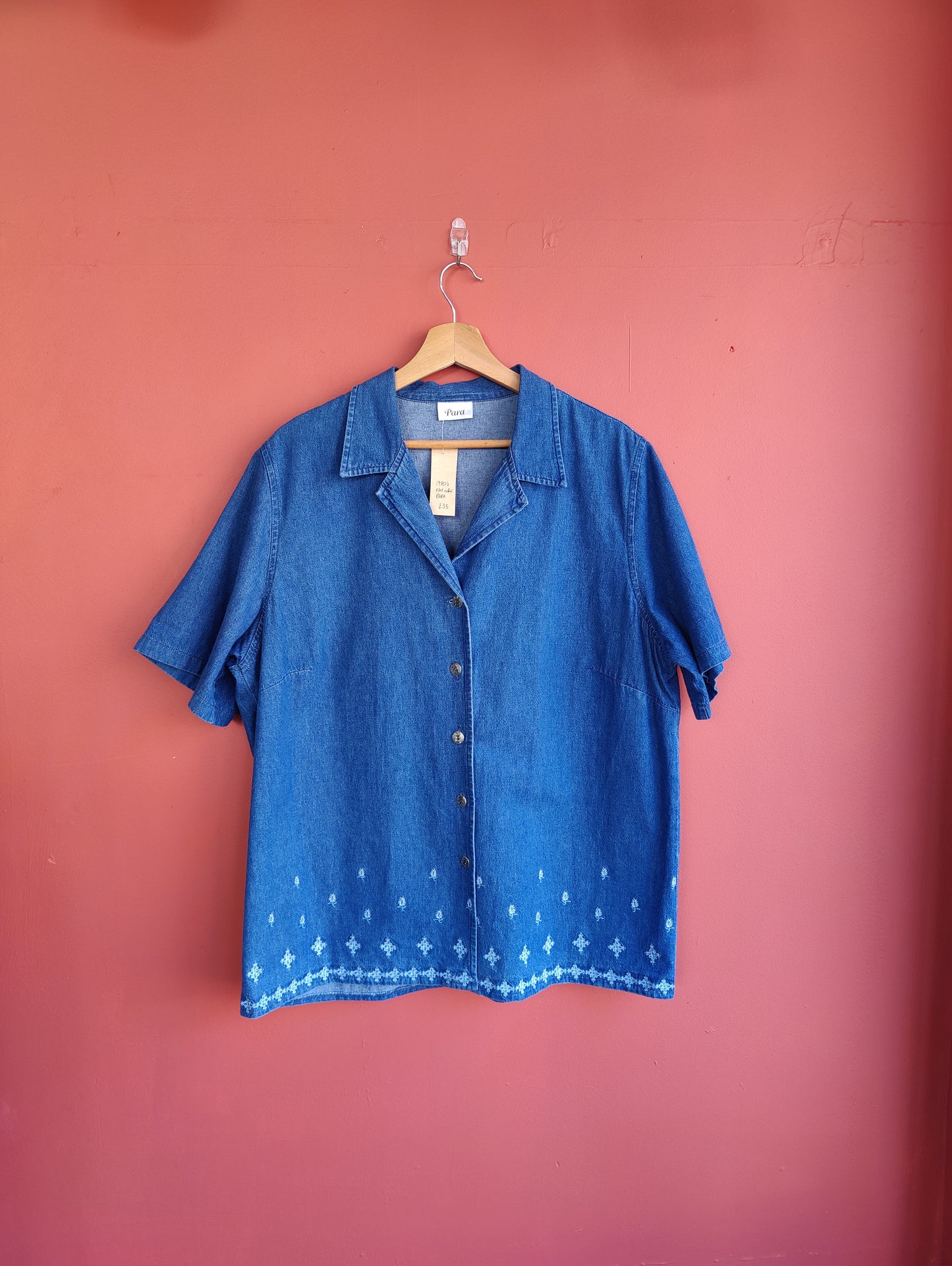 Vintage Flat Collar Denim Shirt XL