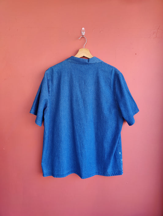 Vintage Flat Collar Denim Shirt XL