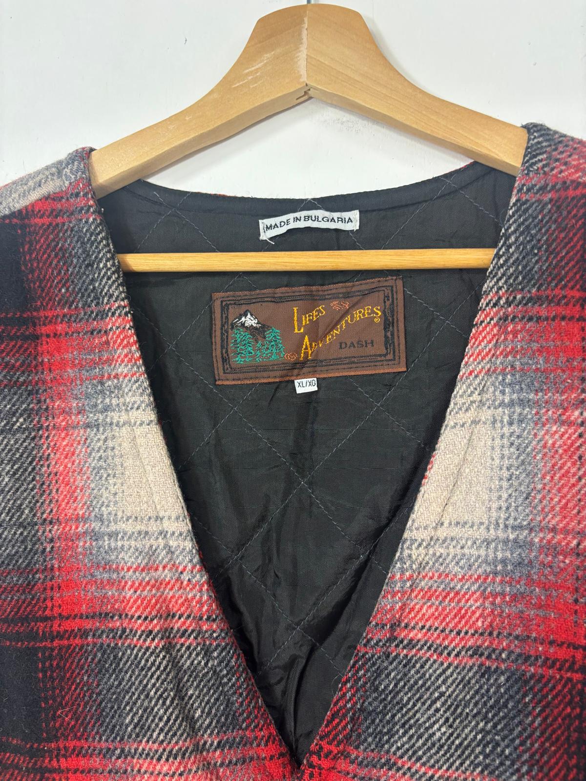 Vintage Wool Checked Vest - XL