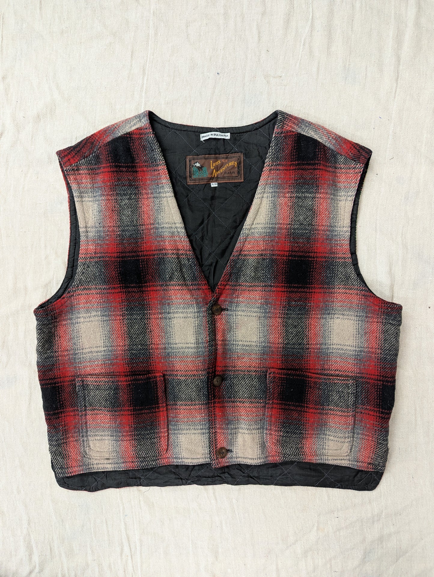 Vintage Wool Checked Vest - XL